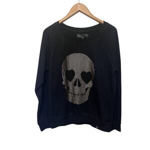 Vans Skull Black Gold Relaxed Long Sleeve Pullover Sweatshirt Women’s Sz Large
